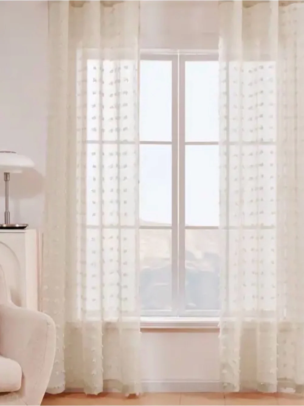 5 pieces Sheer Dot Textured Window Curtain Panel white color excellent condition